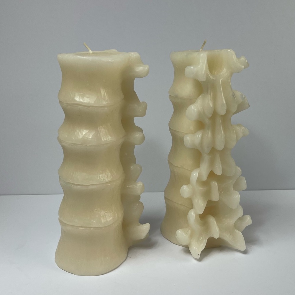 (2) NEW Threshold Vertebrae Spinal Bone Skeleton Decor Candles